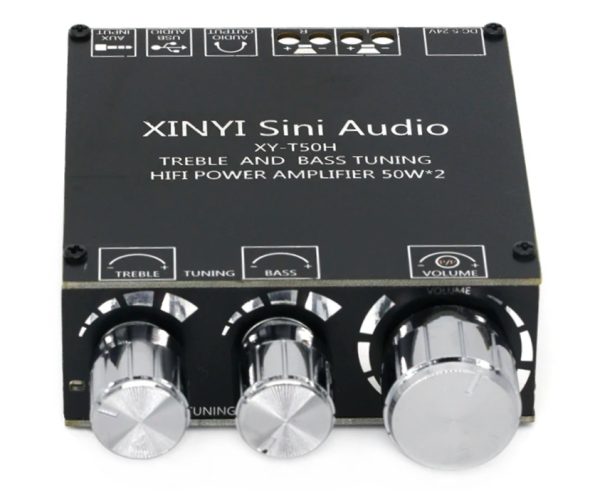 Усилитель звука двухканальный Sinilink - XINYI Sini Audio XY-T50H 50x2 Ватт HI-FI D-класс на базе TPA3116D2 - поддержка Bluetooth AUX USB Цвет Чёрный