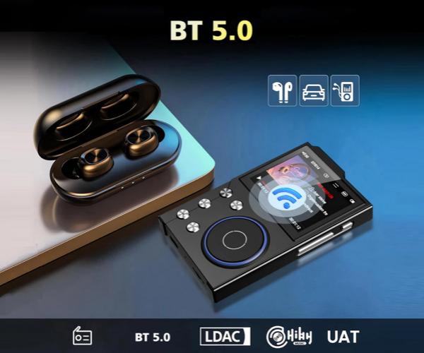 MP3-Player Hi-Fi AUDIO FM radio Bluetooth DSD256 - support Equalizer Line-Out and Voice Recorder memory up to 256 GB - Color Metallic-Shadow