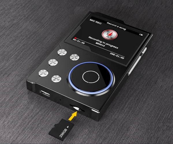 MP3-Player Hi-Fi AUDIO FM radio Bluetooth DSD256 - support Equalizer Line-Out and Voice Recorder memory up to 256 GB - Color Metallic-Shadow