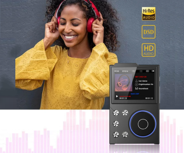 MP3-Player Hi-Fi AUDIO FM radio Bluetooth DSD256 - support Equalizer Line-Out and Voice Recorder memory up to 256 GB - Color Metallic-Shadow