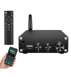 Two-channel amplifier Hi-Fi AUDIO 100Wx2 based on TPA3116D2 support Bluetooth USB and remote control Color Black