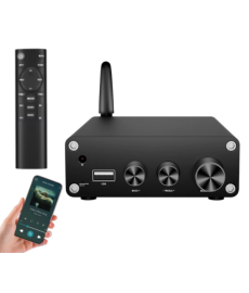 Two-channel amplifier Hi-Fi AUDIO 100Wx2 based on TPA3116D2 support Bluetooth USB and remote control Color Black