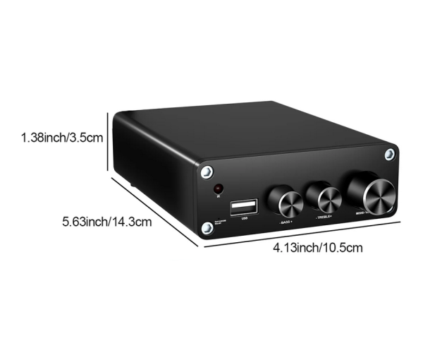 Two-channel amplifier Hi-Fi AUDIO 100Wx2 based on TPA3116D2 support Bluetooth USB and remote control Color Black