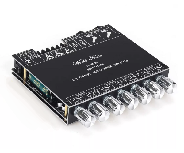 ZK-AM100 – 2.1 channel 2x50 plus 100 watt subwoofer output Class D Karaoke Audio Amplifier - Color Black