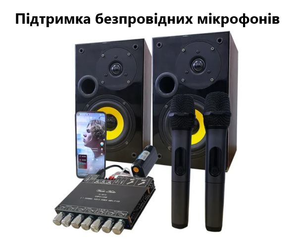 ZK-AM100 – 2.1 channel 2x50 plus 100 watt subwoofer output Class D Karaoke Audio Amplifier - Color Black