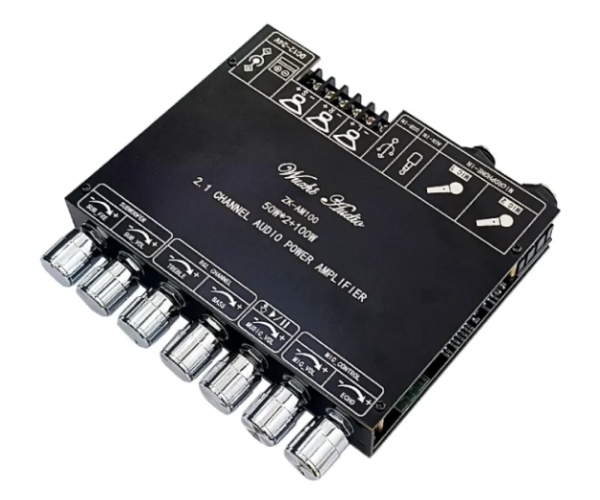 ZK-AM100 – 2.1 channel 2x50 plus 100 watt subwoofer output Class D Karaoke Audio Amplifier - Color Black