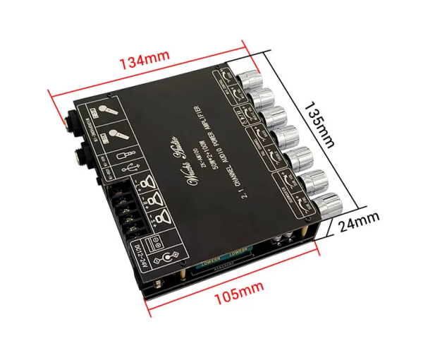 ZK-AM100 – 2.1 channel 2x50 plus 100 watt subwoofer output Class D Karaoke Audio Amplifier - Color Black