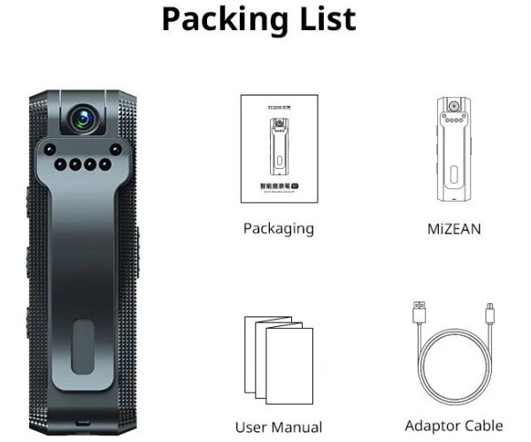 Body camera MiZEAN - chest video recorder HD 1080p