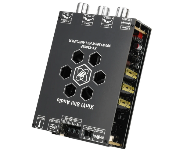 Усилитель звука двухканальный Sinilink XY-T3002P Hi-Fi 300Вт*2 на базе TPA3255 - поддержка Bluetooth AUX USB Цвет Чёрный
