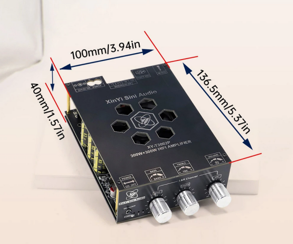 Усилитель звука двухканальный Sinilink XY-T3002P Hi-Fi 300Вт*2 на базе TPA3255 - поддержка Bluetooth AUX USB Цвет Чёрный