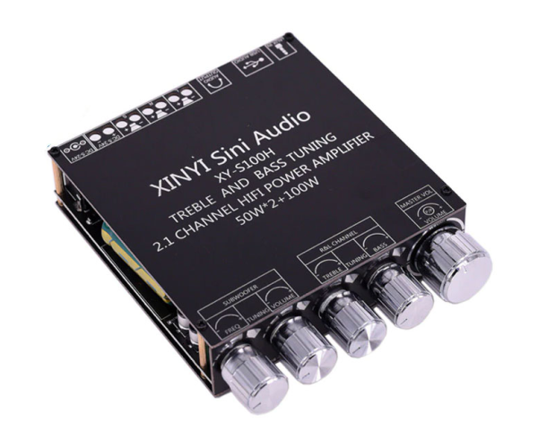 Усилитель звука 2.1 канал Sinilink XY-S100H 50Вт*2 плюс 100 Ватт выход на сабвуфер D-класс на базе TPA3116D2 - Цвет Чёрный