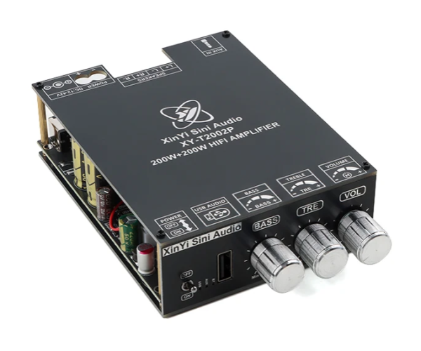 Усилитель звука двухканальный Sinilink XY-T2002P Hi-Fi 200Вт*2 на базе TPA3223 - поддержка Bluetooth AUX USB Цвет Чёрный