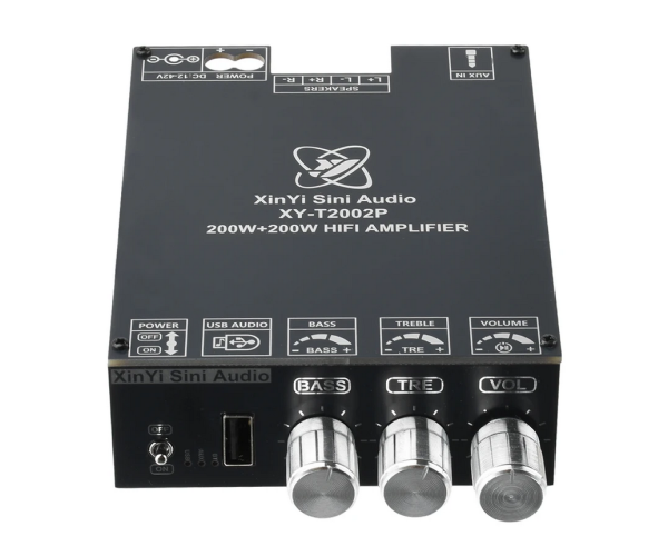 Усилитель звука двухканальный Sinilink XY-T2002P Hi-Fi 200Вт*2 на базе TPA3223 - поддержка Bluetooth AUX USB Цвет Чёрный