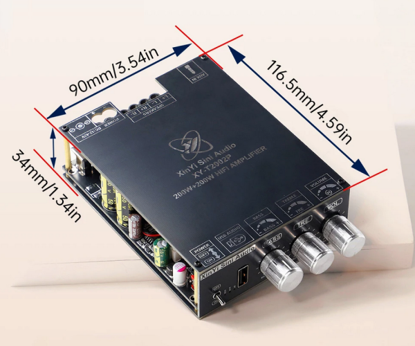 Усилитель звука двухканальный Sinilink XY-T2002P Hi-Fi 200Вт*2 на базе TPA3223 - поддержка Bluetooth AUX USB Цвет Чёрный