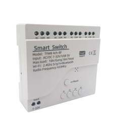 Розумне 4CH/4х канальне Wi-Fi реле DC/AC 7-32В RF433 Tuya Smart - Колір Білий