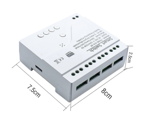 Умное 4CH/4х канальное Wi-Fi реле DC/AC 7-32В RF433 Tuya Smart - Цвет Белый