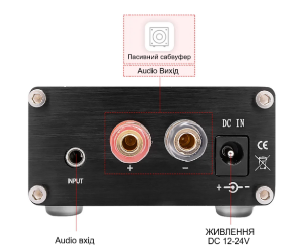 100 Watt Mono Subwoofer Amplifier with Low-Pass Filter Based on TPA3116 and NE5532 - Black