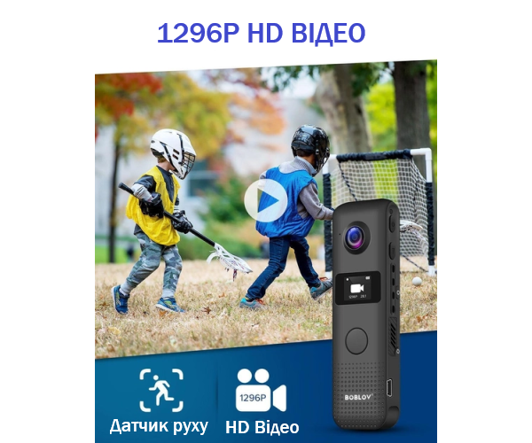 Боді камера BOBLOV C19 - нагрудний WiFi міні відеореєстратор HD 1296P