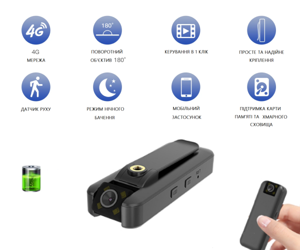 Body camera Patrol B10 - 4G with cloud storage support SIM card 4K UHD 1296P 1500mAh