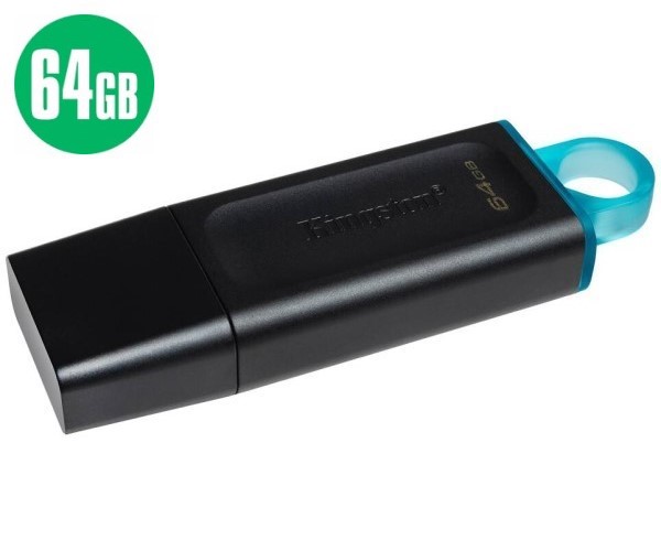 Флеш Пам'ять USB Kingston 64GB - DataTraveler Exodia USB 3.2 Gen1 Колір Чорний-Голубий