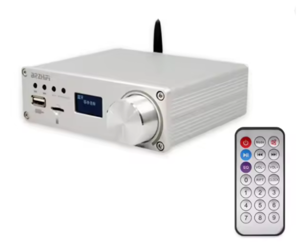 Підсилювач двоканальний BRZHIFI Audio C40 Hi-Fi 130x2 Вт на базі TPA3250 та ЦАП ES9023 - підтримка Bluetooth та пульта керування Колір Металік