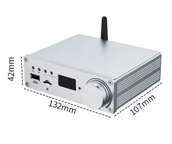 Підсилювач двоканальний BRZHIFI Audio C40 Hi-Fi 130x2 Вт на базі TPA3250 та ЦАП ES9023 - підтримка Bluetooth та пульта керування Колір Металік