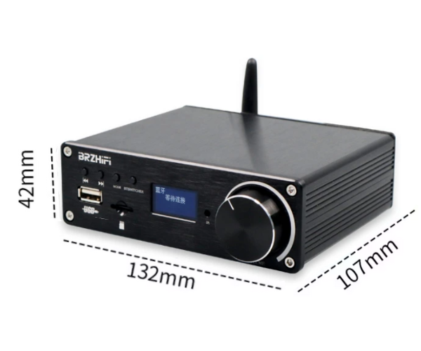 Підсилювач двоканальний BRZHIFI Audio C40 Hi-Fi 130x2 Вт на базі TPA3250 та ЦАП ES9023 - підтримка Bluetooth та пульта керування Колір Чорний