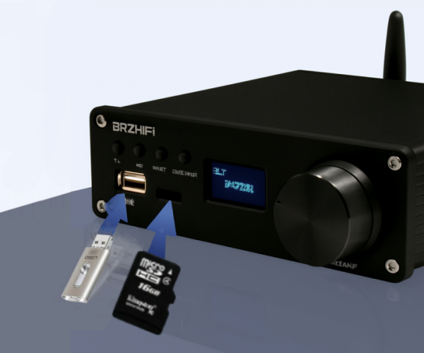 Підсилювач двоканальний BRZHIFI Audio C40 Hi-Fi 130x2 Вт на базі TPA3250 та ЦАП ES9023 - підтримка Bluetooth та пульта керування Колір Чорний