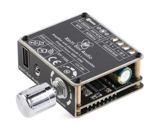 Y50L – dual-channel 2x50 Watt Class D Audio Amplifier - support remote control Bluetooth AUX and USB Color Black