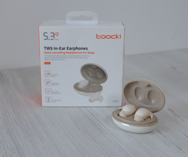 Навушники-беруші для сну безпровідні Toocki TWS 300мАг Bluetooth 5.3 з шумоізоляцією ANC - TQ-EJ16 Колір Бежевий