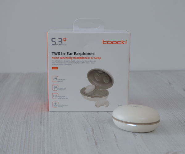Навушники-беруші для сну безпровідні Toocki TWS 300мАг Bluetooth 5.3 з шумоізоляцією ANC - TQ-EJ16 Колір Бежевий